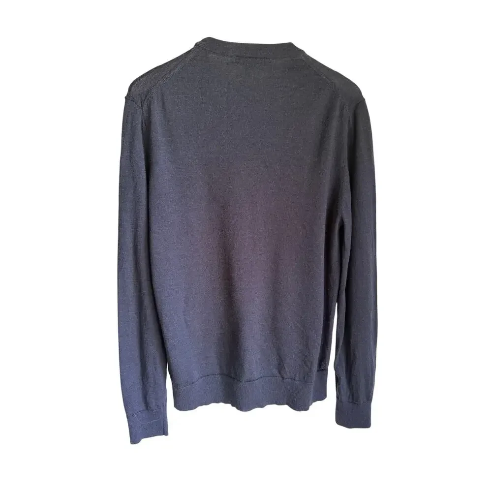 Banana Republic 100% Merino Wool Sweater Men's Medium Navy Blue Crewneck